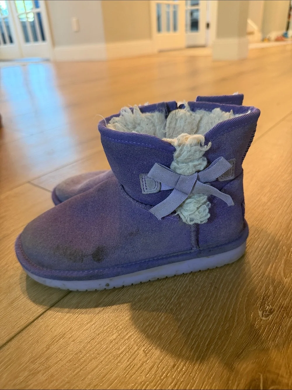 Koolaburra Purple Suede Kids Fur-Lined Boots
